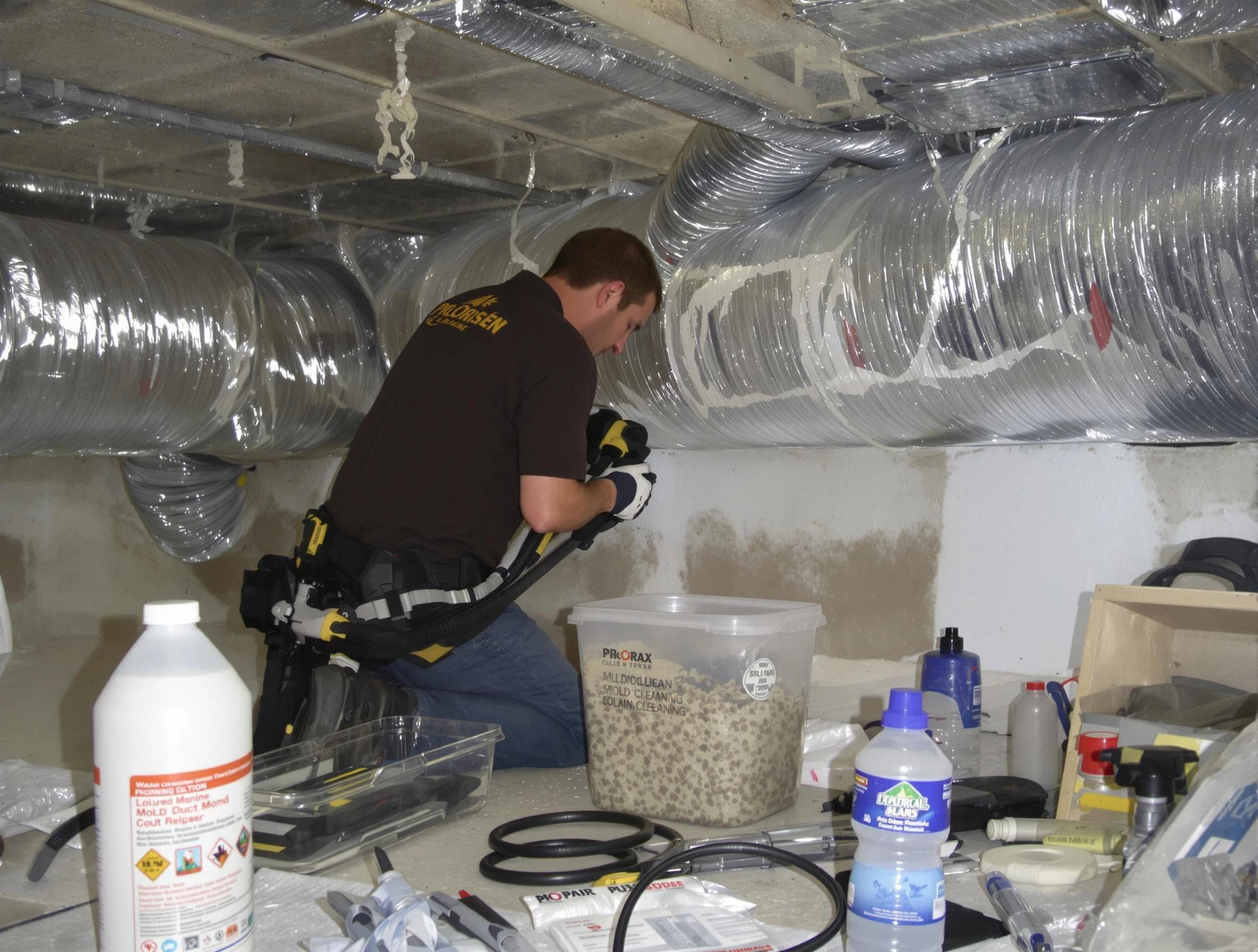 North Fayette Air Duct Cleaning specialist performing professional mold removal from air ducts in North Fayette