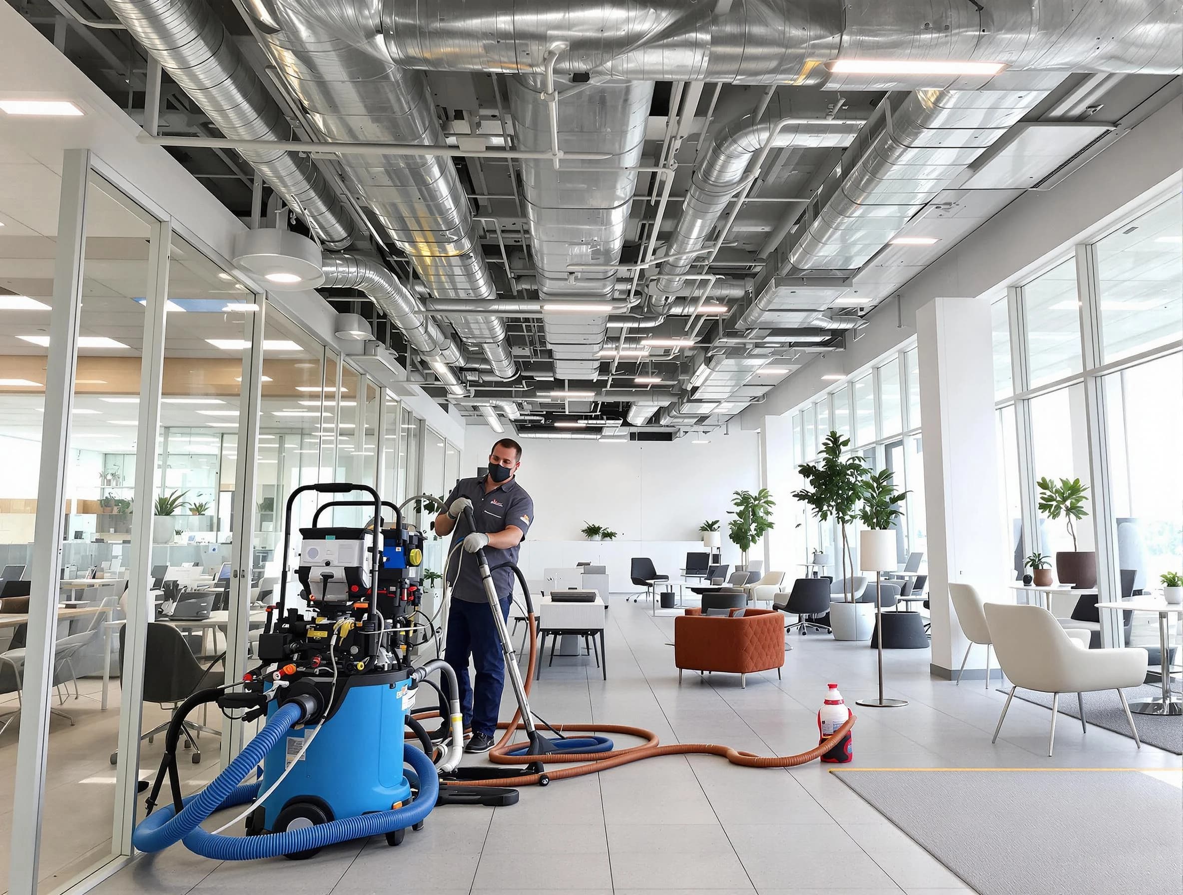 North Fayette Air Duct Cleaning team conducting comprehensive commercial duct cleaning at a business location in North Fayette