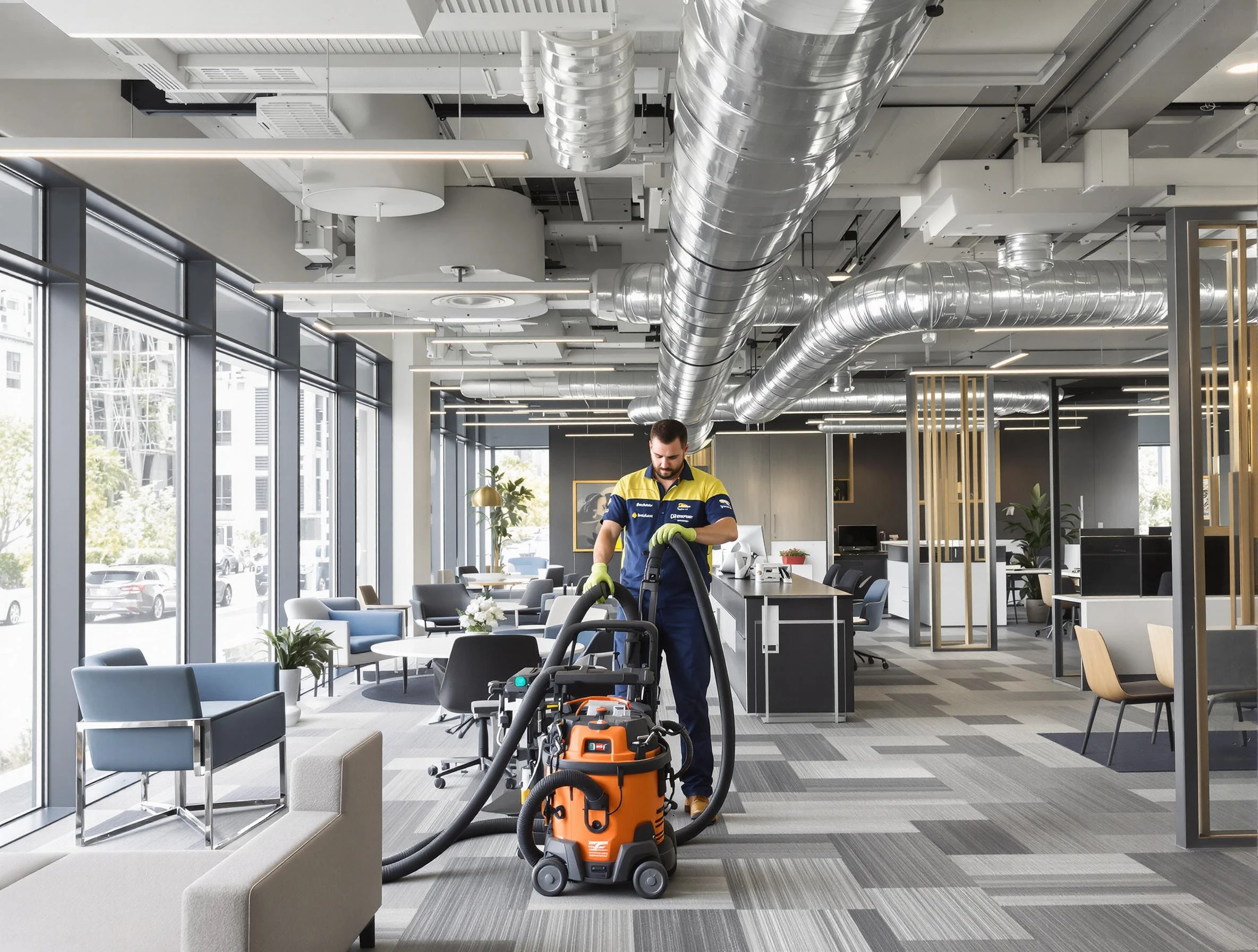 North Fayette Air Duct Cleaning team performing thorough commercial duct cleaning at a North Fayette business center